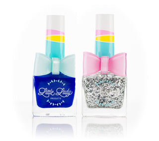 Frosty Duo Nail Polish Set
Two nail polish bottles with bows on a white background, featuring 'Little Lady' branding.