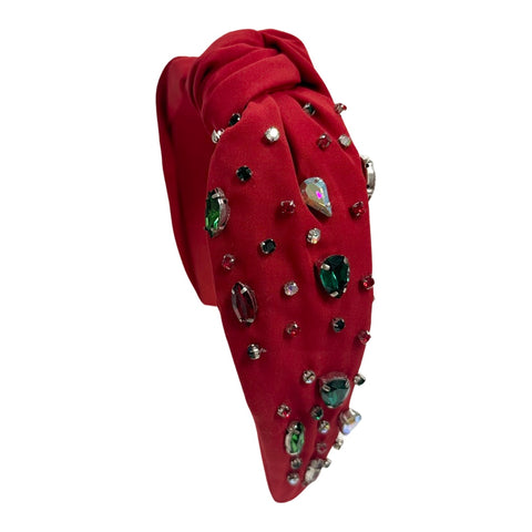 Holiday Multi Jewel Red Knot Headband
