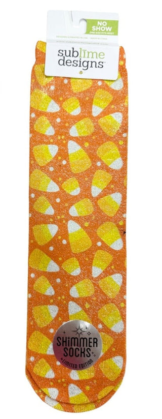 Sublime Designs Shimmer Socks - Candy Corn, Wee Ones, Boo Basket, cf-size-adult-no-show-w-4-12-m-6-12, cf-type-socks, cf-vendor-wee-ones, Halloween, Halloween Socks, Socks, Socks - Basically 
