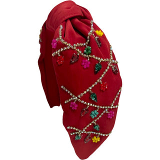 Red Rhinestone & Gold Detail Knot Headband, Basically Bows & Bowties, All Things Holiday, cf-type-headband, cf-vendor-basically-bows-&-bowties, Christmas, Christmas Headband, Headband, rhines