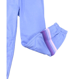 FBZ Purple Wash Tonal Stripe Joggers Light purple sweatpants with a striped cuff on a white background