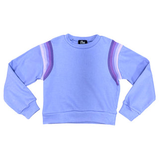 FBZ Purple Wash Tonal Stripe Sweatshirt Light purple sweatshirt with purple accents on a white background