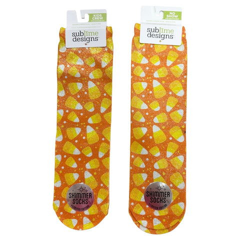 Sublime Designs Shimmer Socks - Candy Corn, Wee Ones, Boo Basket, cf-size-adult-no-show-w-4-12-m-6-12, cf-type-socks, cf-vendor-wee-ones, Halloween, Halloween Socks, Socks, Socks - Basically 