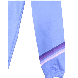 FBZ Purple Wash Tonal Stripe Joggers Light purple sweatpants with a striped cuff on a white background