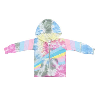 Chaser Pastel Tie Dye Zip Up Hoodie