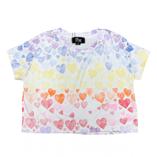 FBZ Faded Hearts Boxy Tee
T-shirt with colorful heart pattern on a white background