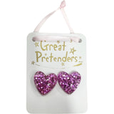 Great Pretenders, Great Pretenders Boutique Glitter Hearts Clip On Earrings - Basically Bows & Bowties