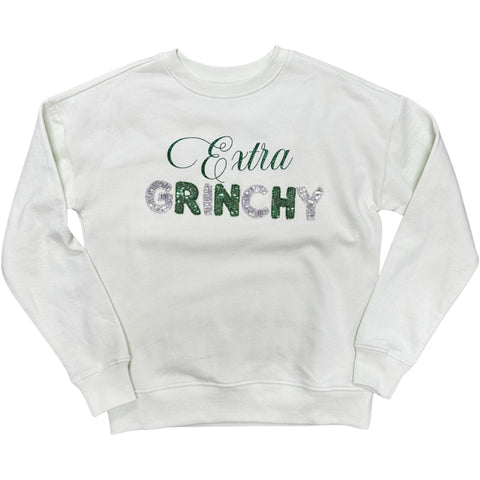 Paper Flower Extra Grinchy Glitter and Sequins Green Sweatshirt