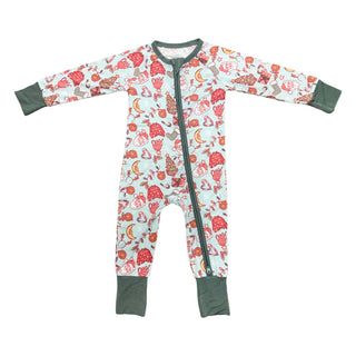In My Jammers, In My Jammers x Bre Sheppard Christmas Doodle Dreams Zipper Romper - Blue - Basically Bows & Bowties