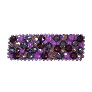 Bari Lynn Swarovski crystal snap clip hair bow in multi purple with sparkling crystals and a sleek design.
