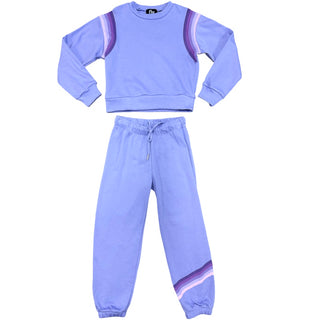 FBZ Purple Wash Tonal Stripe Sweatshirt Light purple sweatshirt and pants set on a white background
