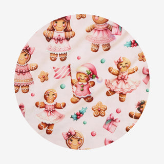 Posh Peanut Bow Twirl Dress - Ginger Posh
Circular design with gingerbread girls and cookies on a pink background
