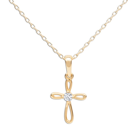Cherished Moments 14K Gold-Plated Children's Infinity Cross Necklace