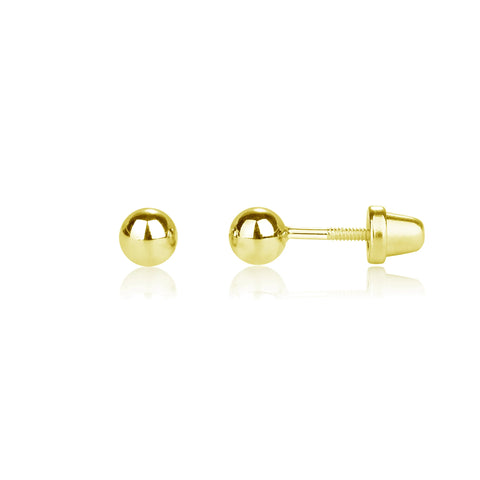 Cherished Moments 14K Gold-Plated Ball Stud Earrings with Screw Back