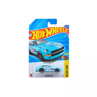 Mattel Hot Wheels Datsun 240Z HW Art Cars
Hot Wheels toy car in packaging with blue car and red accents on a white background