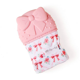 Itzy Ritzy Teething Mitt - Bow
Pink baby teething toy with floral pattern on a white background