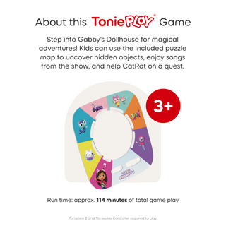 Tonieplay Gabby's Dollhouse: Gabby's Cat-tastic Scavenger Hunt Game
ToniePlay game packaging with colorful design and text about Gabby's Dollhouse adventures.