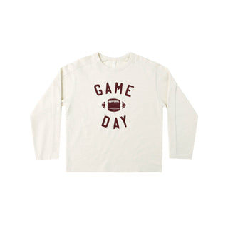 Rylee & Cru Long Sleeve Paneled Tee - Game Day
White long-sleeve shirt with 'Game Day' and football graphic on a white background