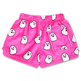 Iscream Ghost Plush Shorts
Pink shorts with ghost pattern on a white background