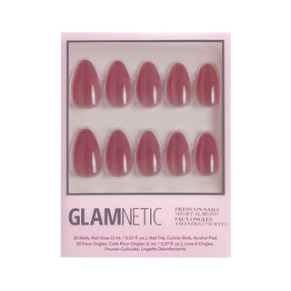 Glamnetic Press-On Nails Short Almond - Rosé
Glamnetic press-on nails packaging with pink and white design