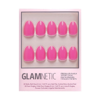 Glamnetic Press-On Nails Short Round - Hot Pink
Pack of pink press-on nails with Glamnetic branding on a white background