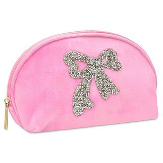Iscream, Iscream Glitter Bow Oval Cosmetic Bag - Basically Bows & Bowties