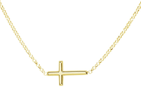 Cherished Moments 14K Gold-Plated Children's Horizontal Cross Necklace