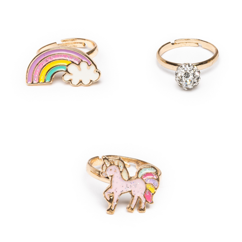 Great Pretenders Boutique Unicorn Rainbow Rings 3pc Set