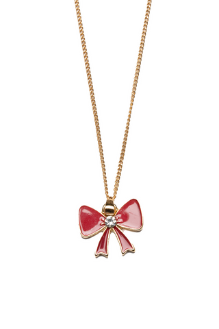 Great Pretenders Holiday Bow Necklace
Necklace with a red bow pendant on a white background