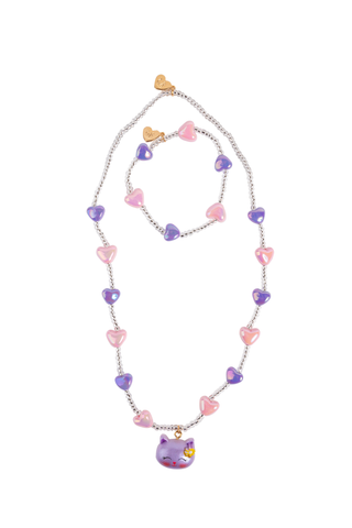 Great Pretenders Lovely Kitty Necklace & Bracelet Set
Necklace with heart-shaped charms on a white background