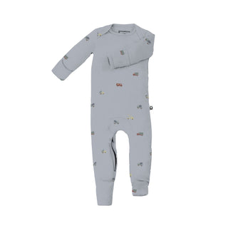 Gunamuna Convertible Pajama - Working
Gray baby onesie with white patterns on a white background