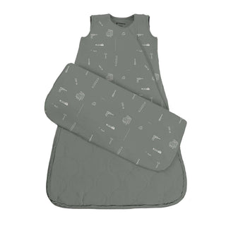 Gunamuna Sleep Sack 1.0 TOG - Tools
Gray baby sleeping bag with white patterns on a white background