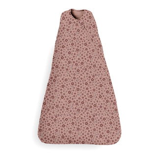 Gunamuna Swaddle Sleep Sack 1.0 TOG - Petals
A baby sleep bag or swaddle in dusty pink fabric with a dense brown floral and vine pattern, shown flat against a white background.