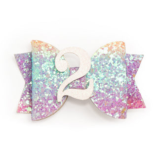 Sweet Wink Pastel Rainbow #2 Birthday Glitter Bow Clip, Sweet Wink, 2nd Birthday, Birthday Hair Bow, Happy Birthday, Rainbow, second birthday, Sweet Wink, Sweet Wink Birthday, Hair Accessorie