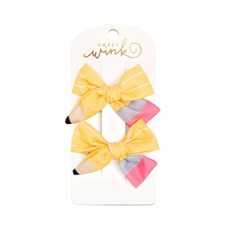 Sweet Wink School Days Pencil Bow Clip Set
Set of yellow hair bows on a Sweet Wink branded card against a white background