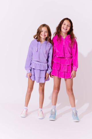 Lola and the Boys Happy Velour Set - Hot Pink