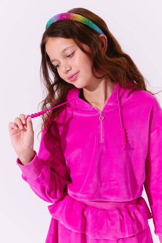 Lola and the Boys Happy Velour Set - Hot Pink