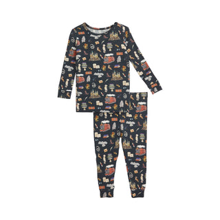 Magnetic Me Harry Potter First Year Modal L/S Pajama Set
Children's pajama set with vintage vehicle pattern on a white background