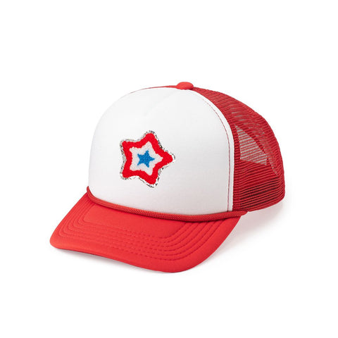 Sweet Wink Patriotic Star Patch Trucker Hat - Red / White