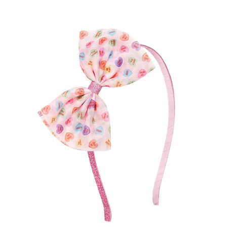 Sweet Wink, Sweet Wink Candy Hearts Valentine's Day Tulle Bow Headband - Basically Bows & Bowties