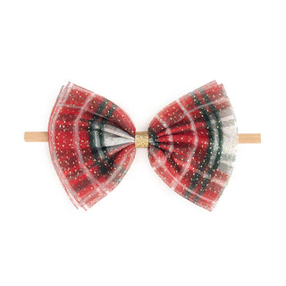 Sweet Wink, Sweet Wink Christmas Plaid Tulle Bow Baby Headband - Basically Bows & Bowties