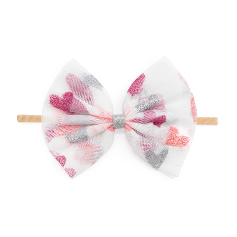 Sweet Wink, Sweet Wink Glitter Heart Valentine's Day Tulle Baby Headband - Basically Bows & Bowties