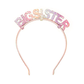 Sweet Wink Pastel Rainbow Big Sister Headband
Glittery 'BIG SISTER' headband on a white background