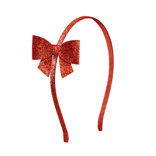 Sweet Wink Red Glitter Christmas Bow Headband