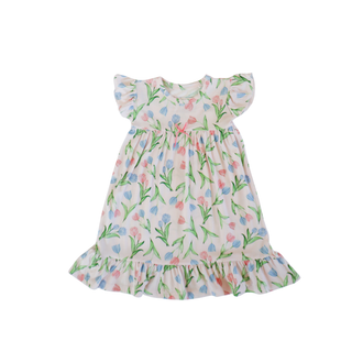 Hollis Baker Gown - Tulips
Floral dress with ruffled sleeves on a white background