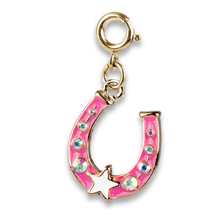 Charm It! Gold Horseshoe Charm
Pink horseshoe charm with gold accents and star on a white background