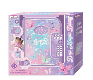 Hot Focus Digi Magic Diary with tie-dye butterfly cover, colorful design, and magnetic closure for kids' creative writing and journaling.