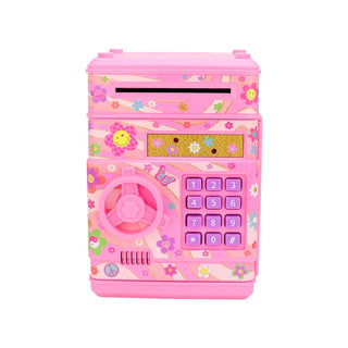 Hot Focus digital safe with a colorful groovy flower design, secure storage for valuables with digital keypad.