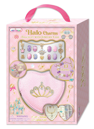 Hot Focus Halo Charms Bracelet & Jewelry Case - Princess
Pink packaging of Halo Charms jewelry set with princess-themed design