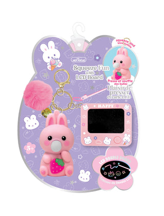 Hot Focus Squeeze Fun LCD Board - Happy Bunny
Pink toy with an LCD board in its packaging on a white background